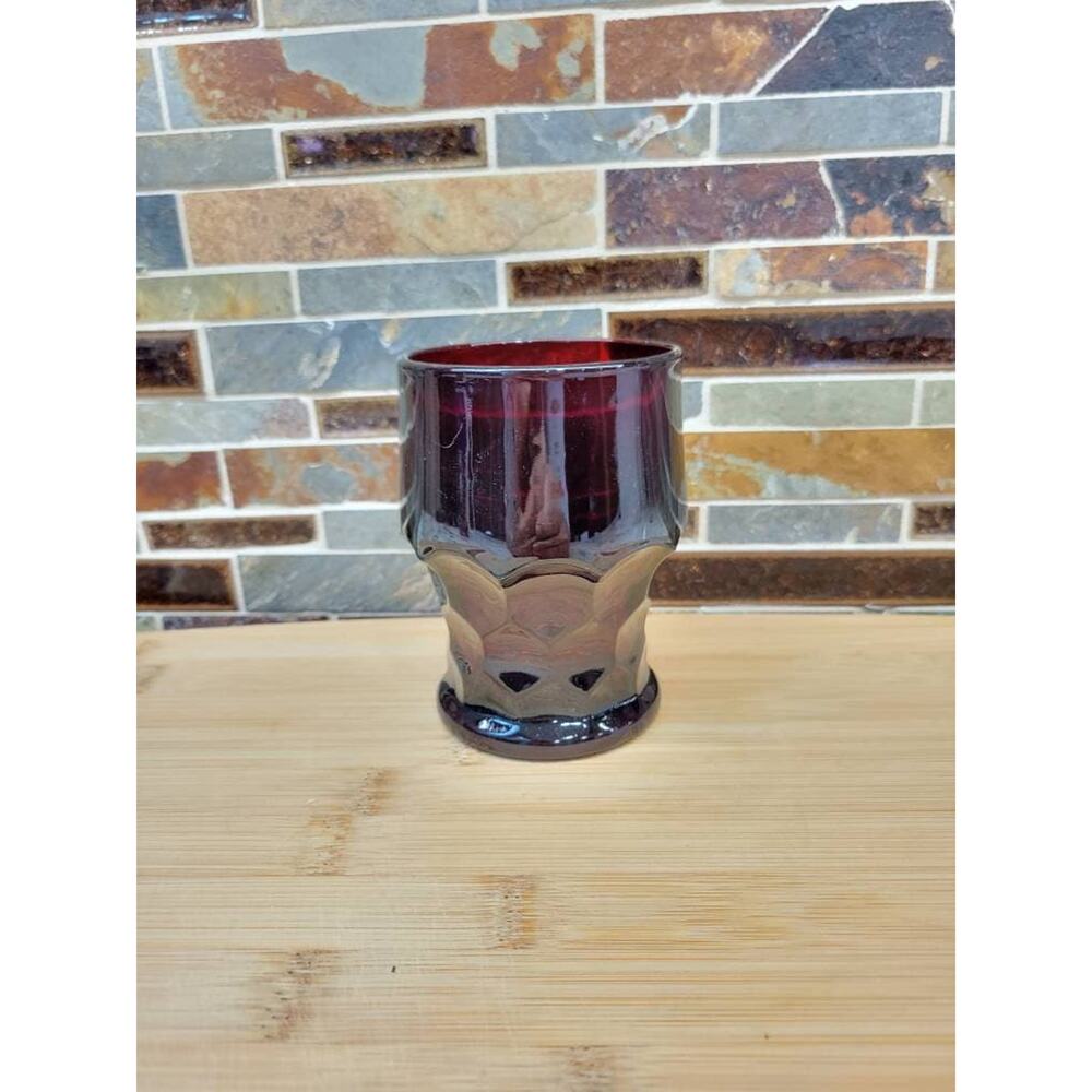 Vintage Ruby Red Georgian Flat Tumbler, Anchor Hocking Glass, 9 oz